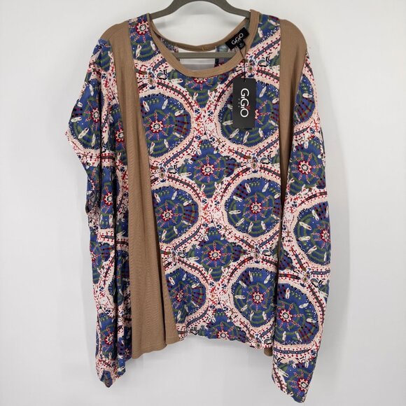 GiGiO Womens  Multicolor Bohemian Print poncho Top tunic size medium new - Picture 5 of 16